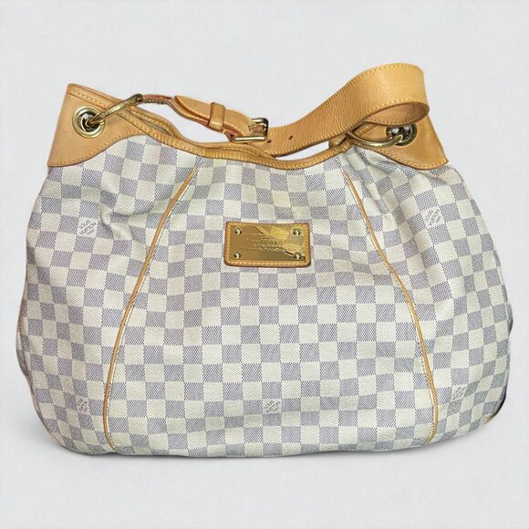Louis Vuitton Handbags - LOUIS VUITTON Azur Galliera GM Damier Shoulder Bag Hobo Leather White Tan LV